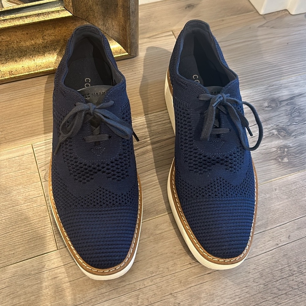 Cole Haan Navy Knit Oxford Shoes